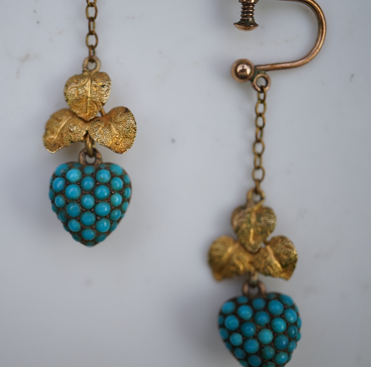 A pair of turquoise locket earrings, mid 19th century and later